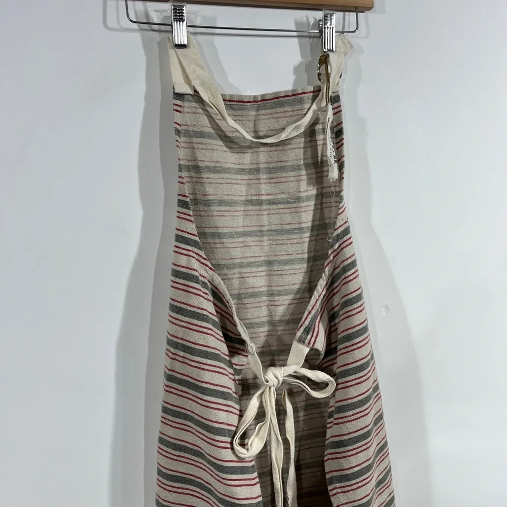 FEED West Elm Striped Canvas Apron Cotton Wool Blend Made in USA Kitchen Cottage